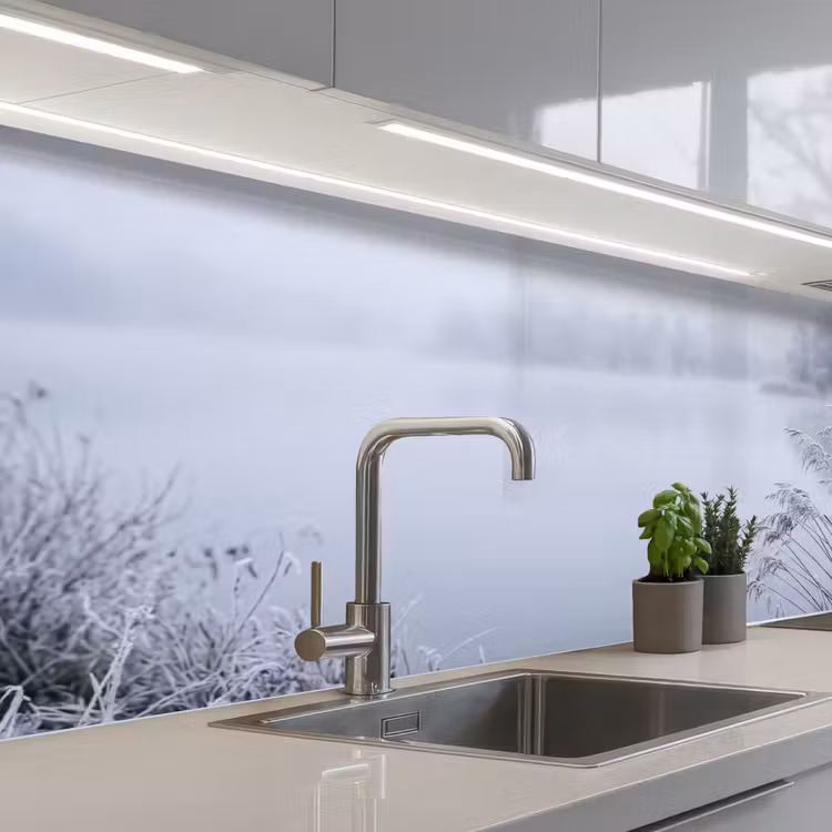 Keuken achterwand - Riet - Bevroren - Winter - Natuur — 2