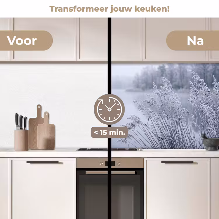 Keuken achterwand - Riet - Bevroren - Winter - Natuur — 3