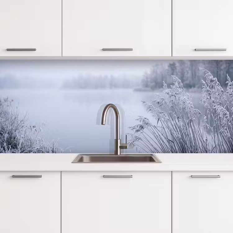 Keuken achterwand - Riet - Bevroren - Winter - Natuur — 4