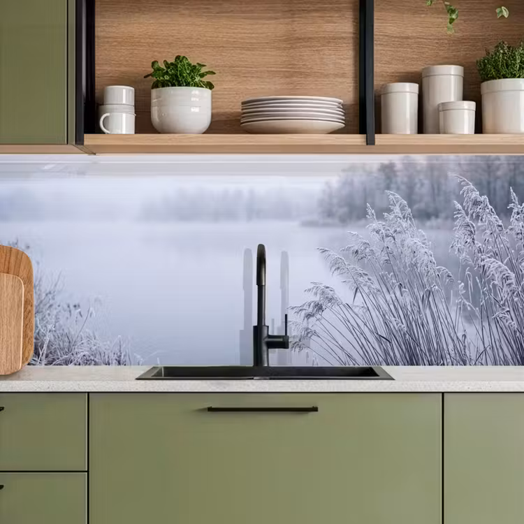 Keuken achterwand - Riet - Bevroren - Winter - Natuur — 8