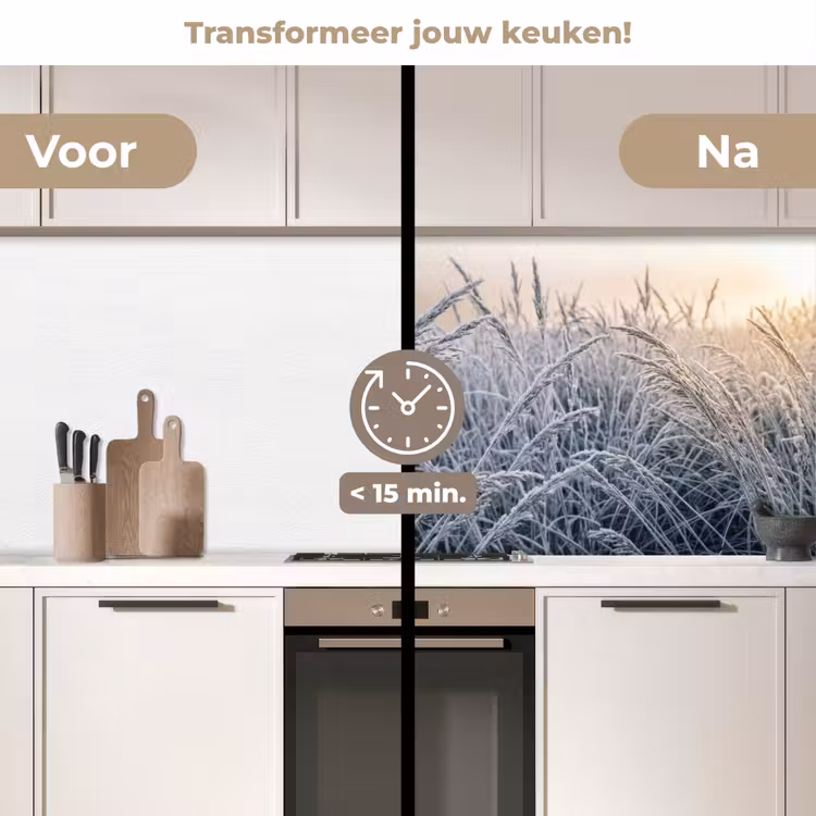 Keuken achterwand - Rijp - Gras - Kristallen - Winter - Minimalistisch — 3
