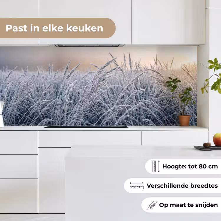 Keuken achterwand - Rijp - Gras - Kristallen - Winter - Minimalistisch — 7