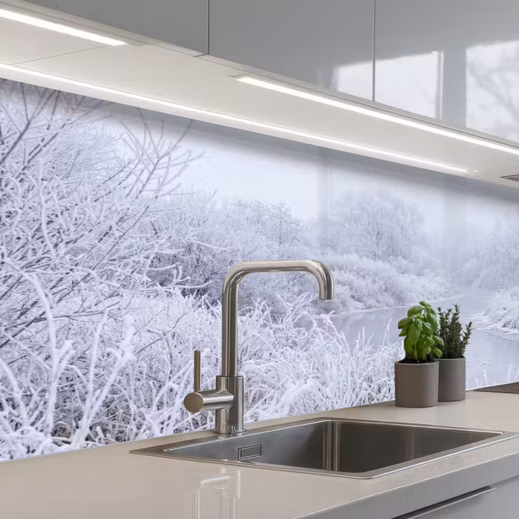 Keuken achterwand - Rivier - Sneeuw - Bos - Winter - Schilderachtig — 2