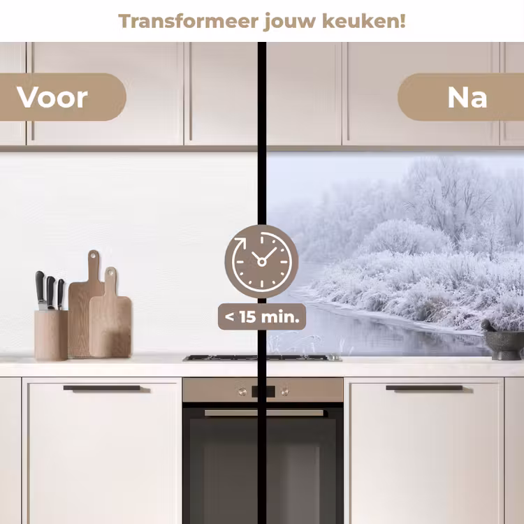 Keuken achterwand - Rivier - Sneeuw - Bos - Winter - Schilderachtig — 3