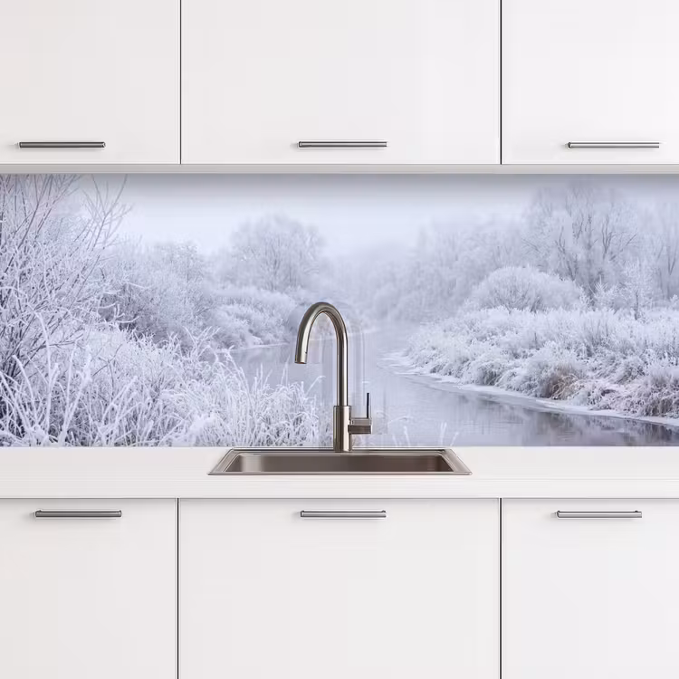 Keuken achterwand - Rivier - Sneeuw - Bos - Winter - Schilderachtig — 4