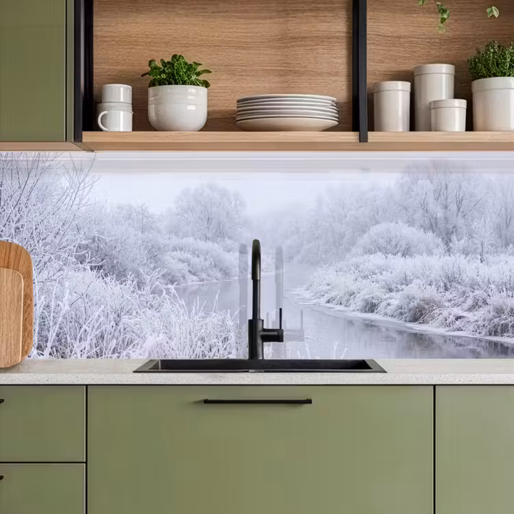 Keuken achterwand - Rivier - Sneeuw - Bos - Winter - Schilderachtig — 8