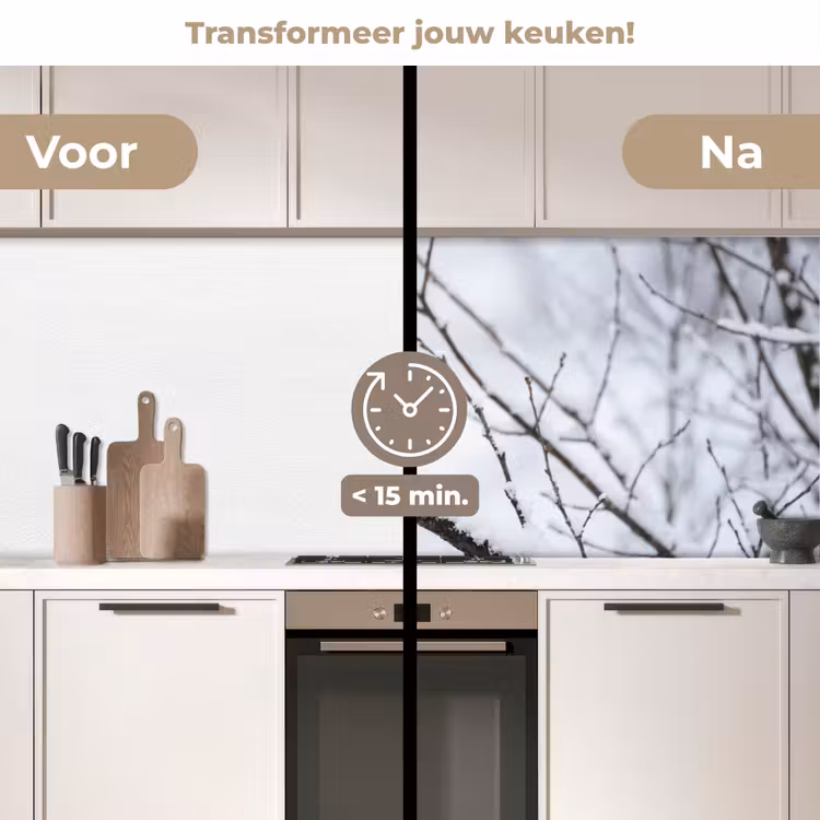 Keuken achterwand - Roodborstje - Tak - Sneeuw - Winter - Levendig — 3