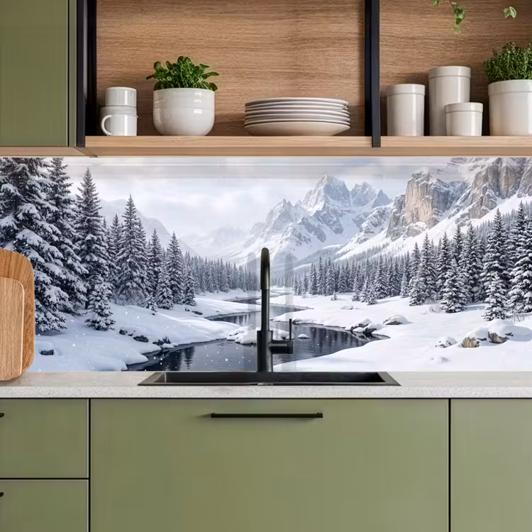 Keuken achterwand - Sneeuwlandschap - Bergen - Rivier - Winter — 8
