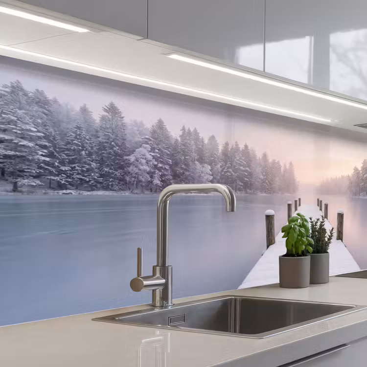 Keuken achterwand - Steiger - Meer - Mist - Winter - Serene — 2