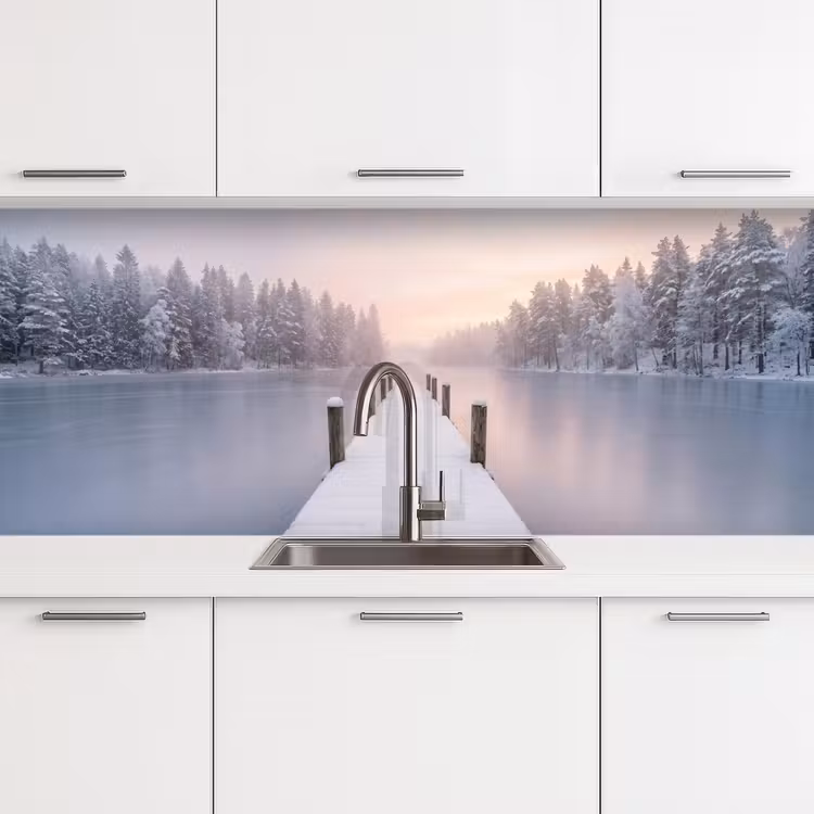 Keuken achterwand - Steiger - Meer - Mist - Winter - Serene — 4
