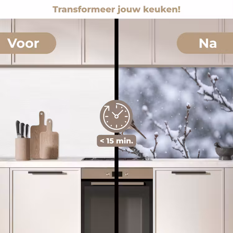 Keuken achterwand - Vogel - Tak - Sneeuw - Winter — 3