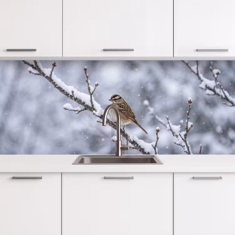 Keuken achterwand - Vogel - Tak - Sneeuw - Winter — 4