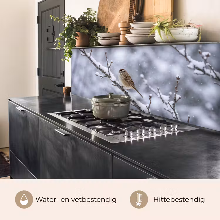 Keuken achterwand - Vogel - Tak - Sneeuw - Winter — 5