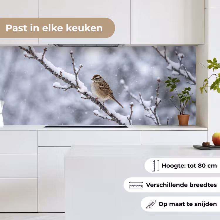 Keuken achterwand - Vogel - Tak - Sneeuw - Winter — 7