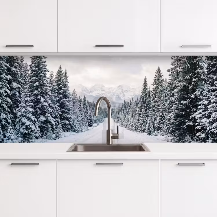 Keuken achterwand - Weg - Sneeuw - Naaldbos - Winter - Avontuurlijk — 4