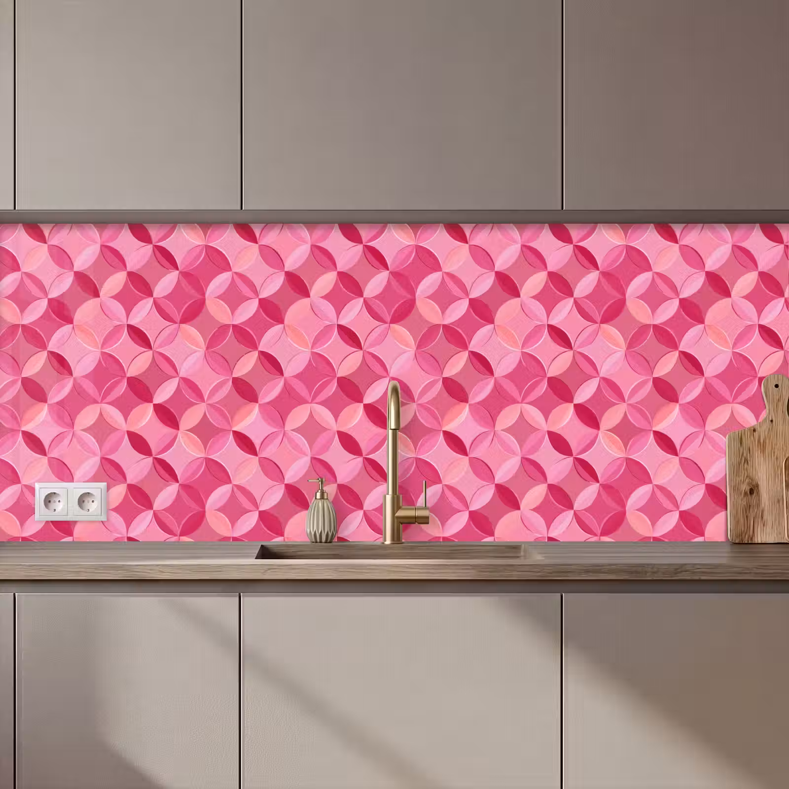 Keuken achterwand - Geometrisch - Mozaïek - Modern - Roze — 1