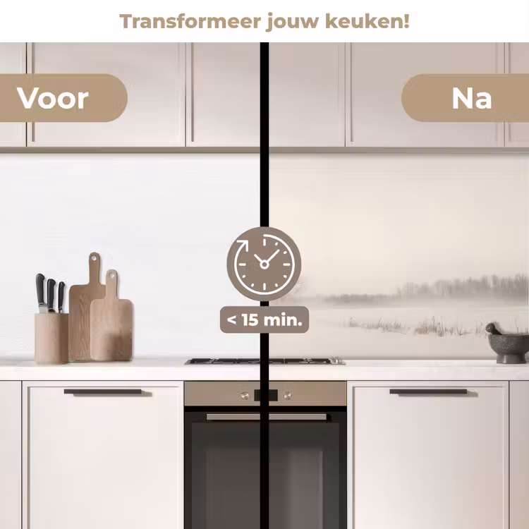 Keuken achterwand - Boom - Mist - Sneeuw - Winter - Minimalistisch — 3