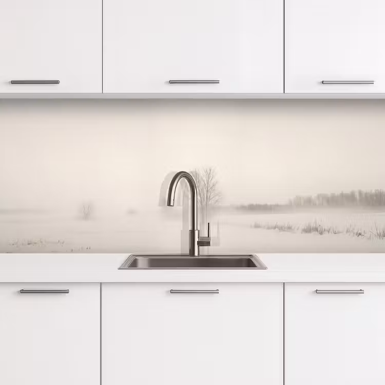 Keuken achterwand - Boom - Mist - Sneeuw - Winter - Minimalistisch — 4