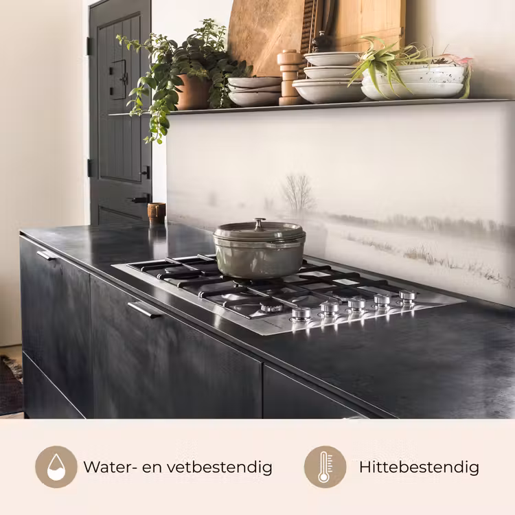 Keuken achterwand - Boom - Mist - Sneeuw - Winter - Minimalistisch — 5