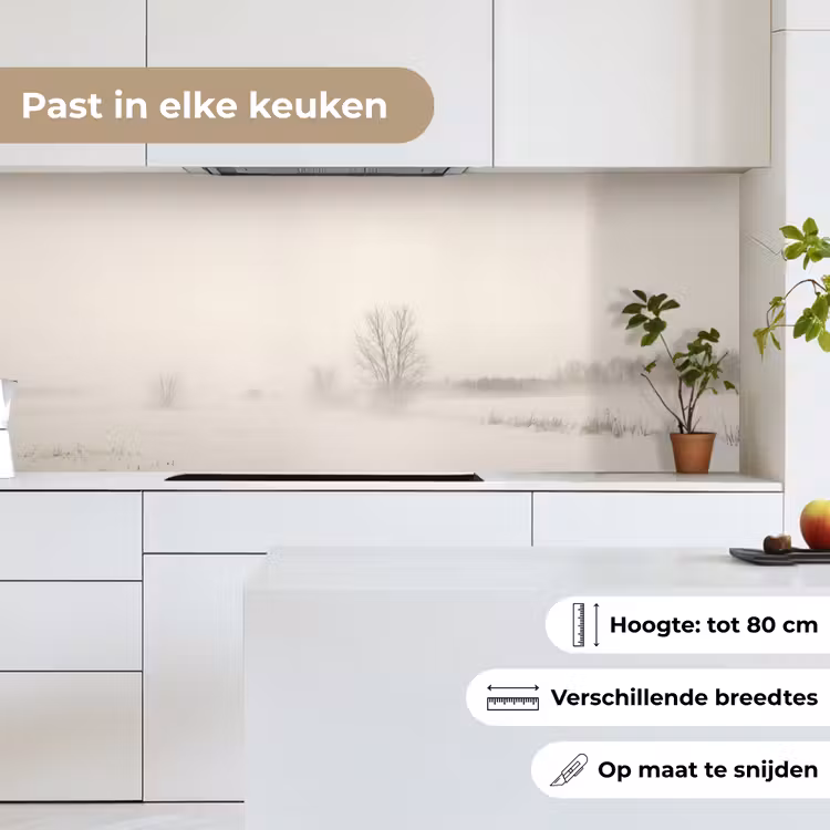 Keuken achterwand - Boom - Mist - Sneeuw - Winter - Minimalistisch — 7
