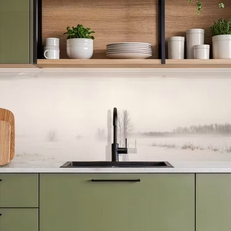 Keuken achterwand - Boom - Mist - Sneeuw - Winter - Minimalistisch — 8