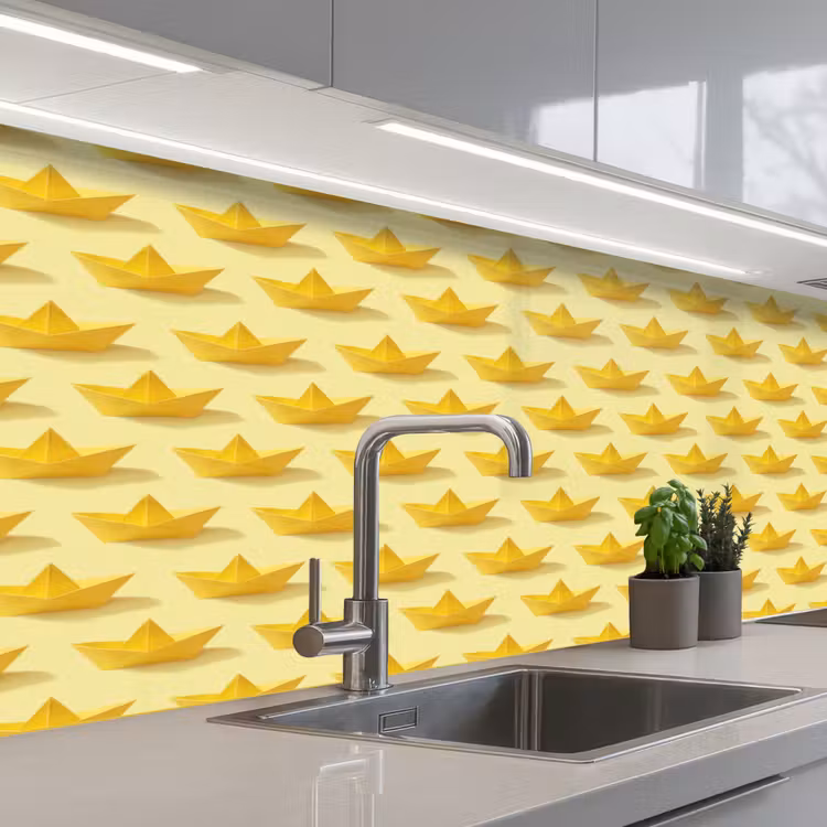 Keuken achterwand - Bootjes - Origami - Creatief - Geel — 2