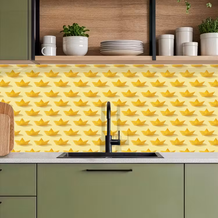 Keuken achterwand - Bootjes - Origami - Creatief - Geel — 8