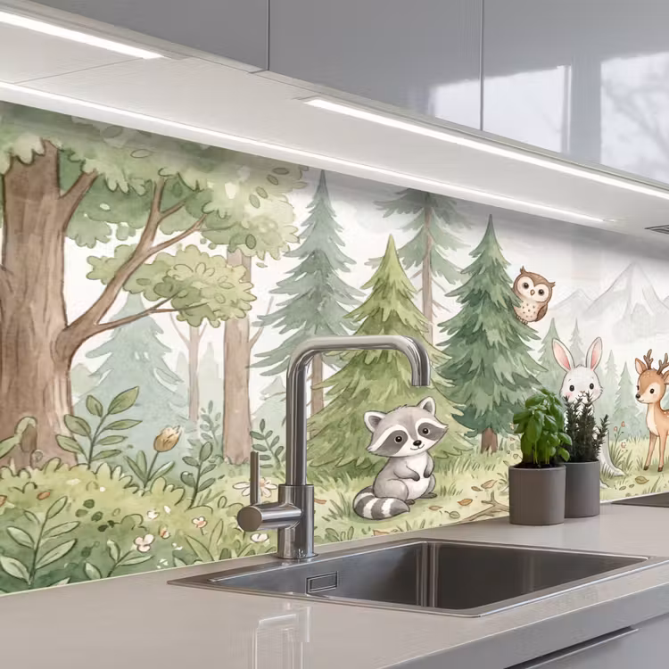 Keuken achterwand - Bos - Dieren - Groen — 2