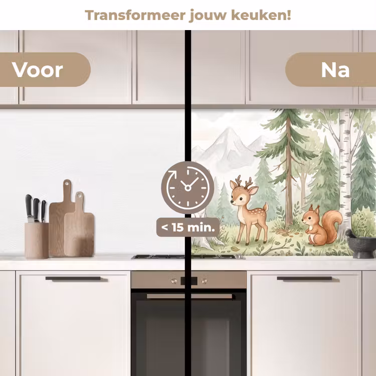 Keuken achterwand - Bos - Dieren - Groen — 3