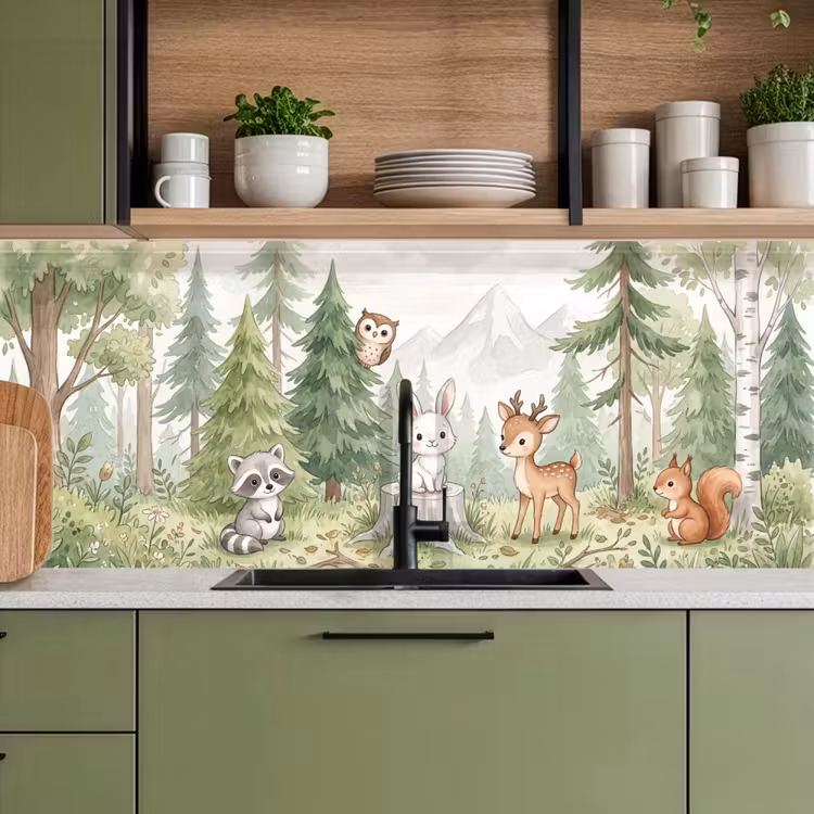 Keuken achterwand - Bos - Dieren - Groen — 8
