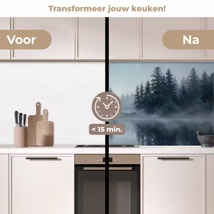 Keuken achterwand - Bos - Meer - Mist - Natuur - Grijs — 3
