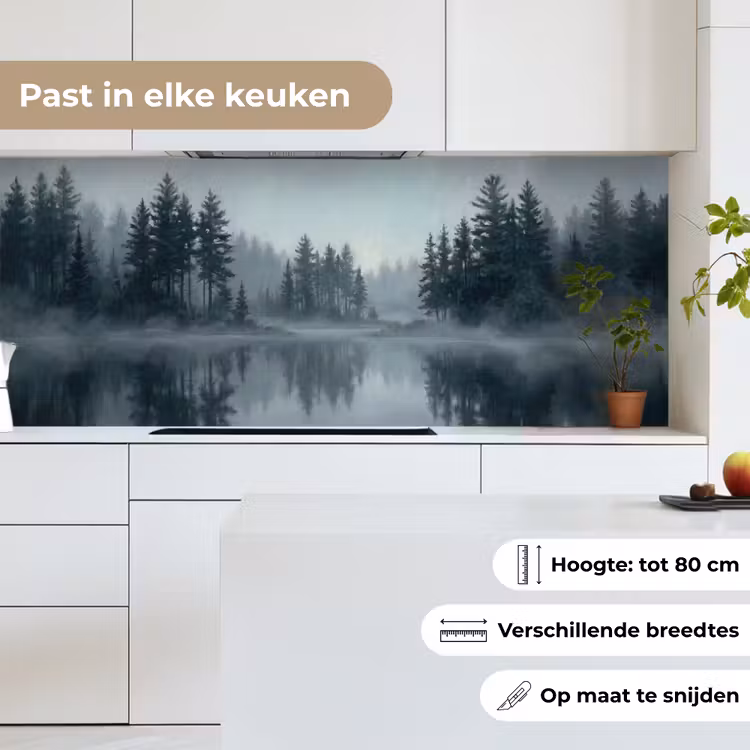 Keuken achterwand - Bos - Meer - Mist - Natuur - Grijs — 7