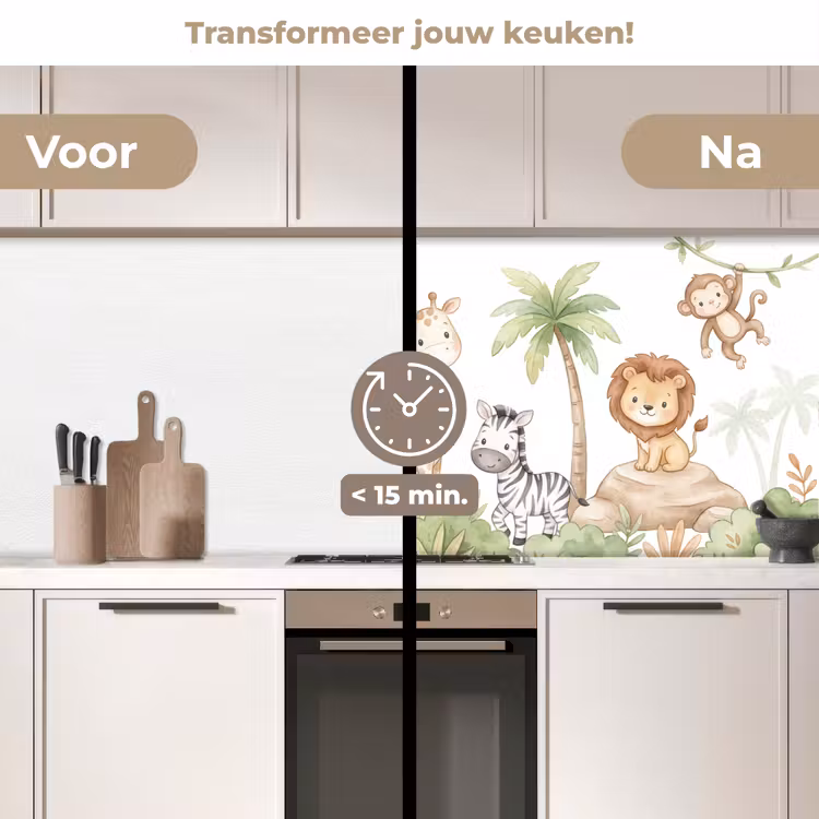 Keuken achterwand - Dieren - Jungle - Pastel — 3