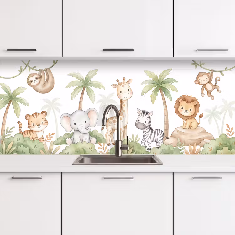 Keuken achterwand - Dieren - Jungle - Pastel — 4