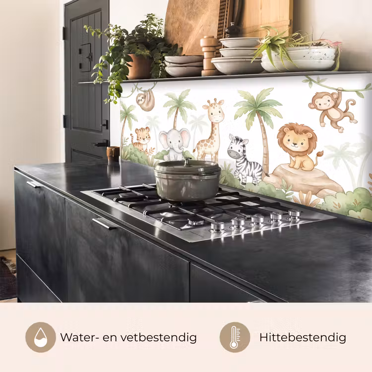 Keuken achterwand - Dieren - Jungle - Pastel — 5