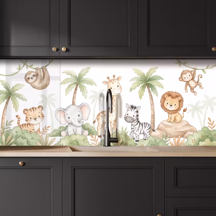 Keuken achterwand - Dieren - Jungle - Pastel — 6