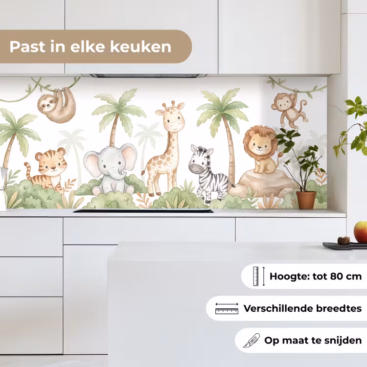 Keuken achterwand - Dieren - Jungle - Pastel — 7