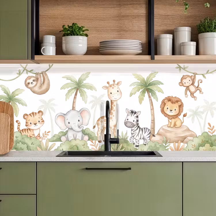 Keuken achterwand - Dieren - Jungle - Pastel — 8