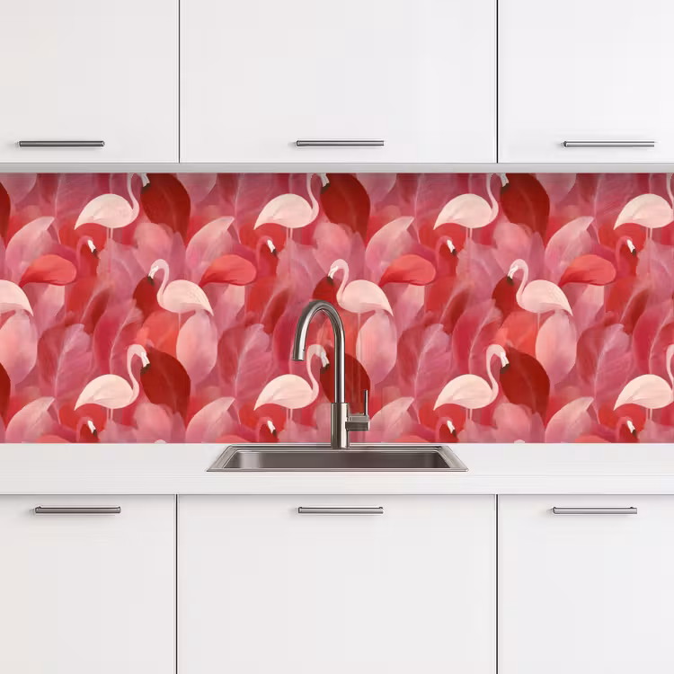 Keuken achterwand - Flamingo - Botanisch - Elegant - Roze - Rood — 4