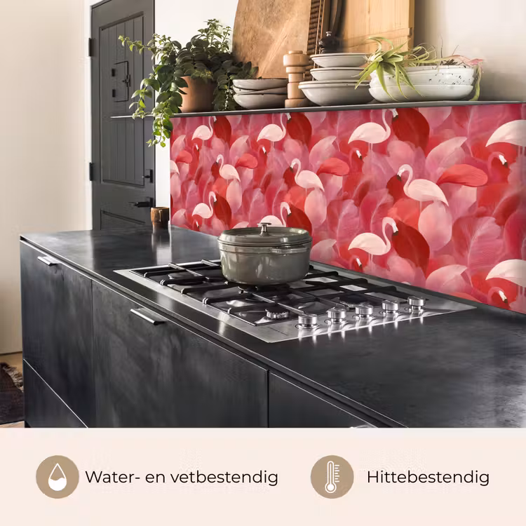 Keuken achterwand - Flamingo - Botanisch - Elegant - Roze - Rood — 5