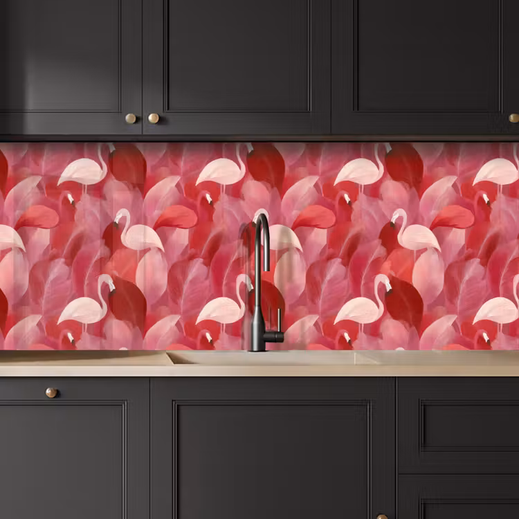 Keuken achterwand - Flamingo - Botanisch - Elegant - Roze - Rood — 6