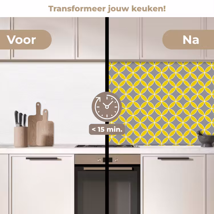 Keuken achterwand - Geometrisch - Cirkels - Modern - Grijs - Geel — 3