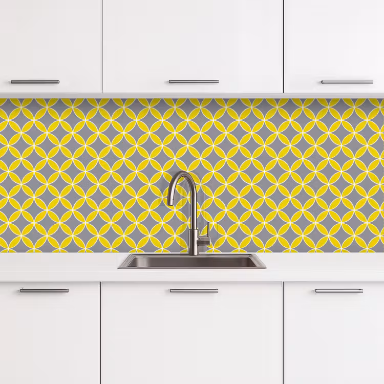 Keuken achterwand - Geometrisch - Cirkels - Modern - Grijs - Geel — 4