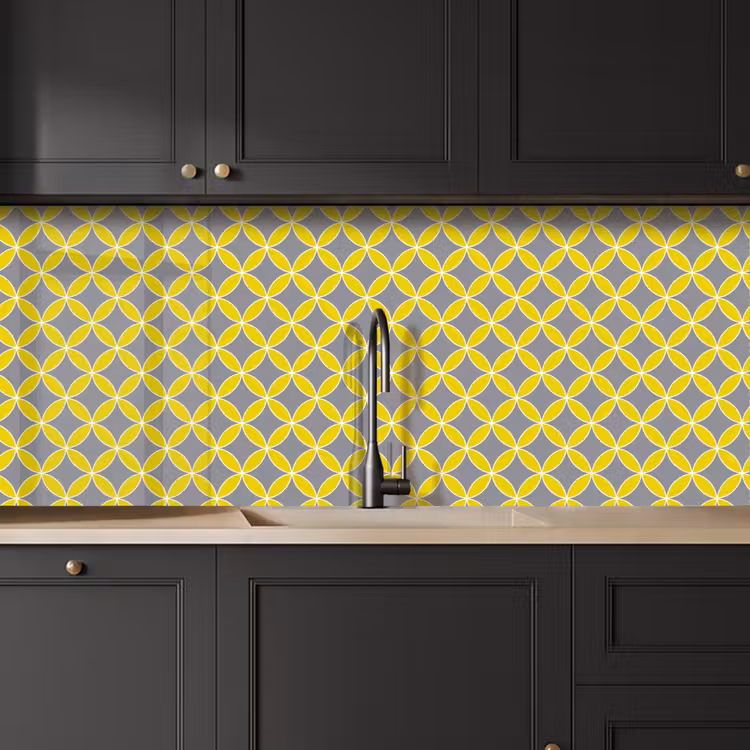 Keuken achterwand - Geometrisch - Cirkels - Modern - Grijs - Geel — 6