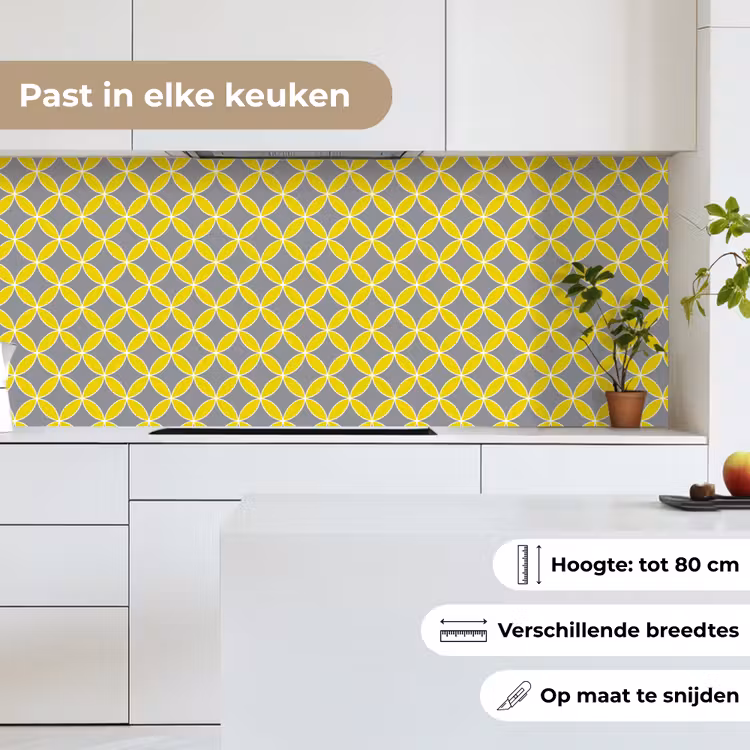 Keuken achterwand - Geometrisch - Cirkels - Modern - Grijs - Geel — 7