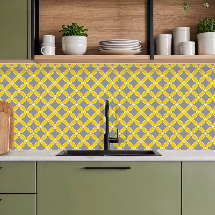 Keuken achterwand - Geometrisch - Cirkels - Modern - Grijs - Geel — 8