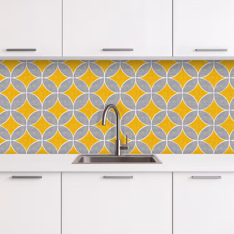 Keuken achterwand - Geometrisch - Cirkels - Textuur - Grijs - Geel — 4