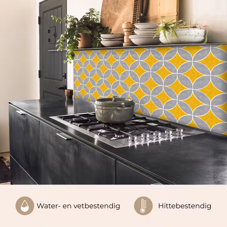 Keuken achterwand - Geometrisch - Cirkels - Textuur - Grijs - Geel — 5