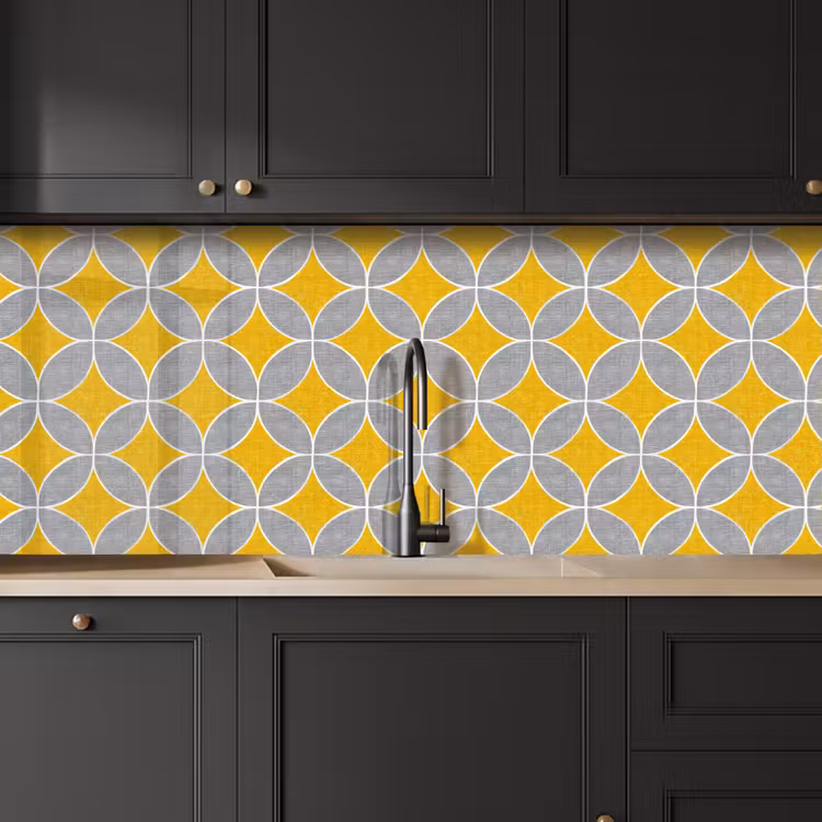 Keuken achterwand - Geometrisch - Cirkels - Textuur - Grijs - Geel — 6