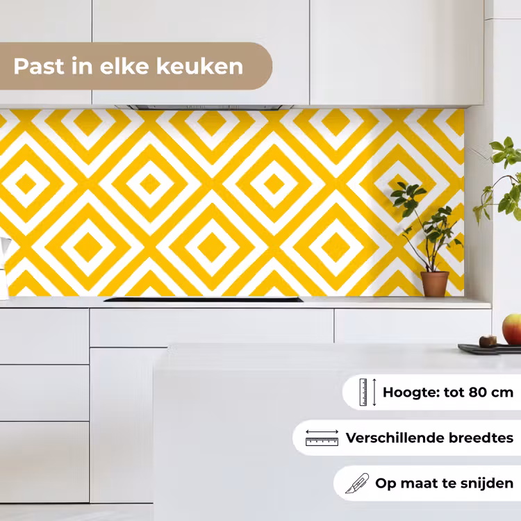 Keuken achterwand - Geometrisch - Lijnen - Modern - Geel - Wit — 7